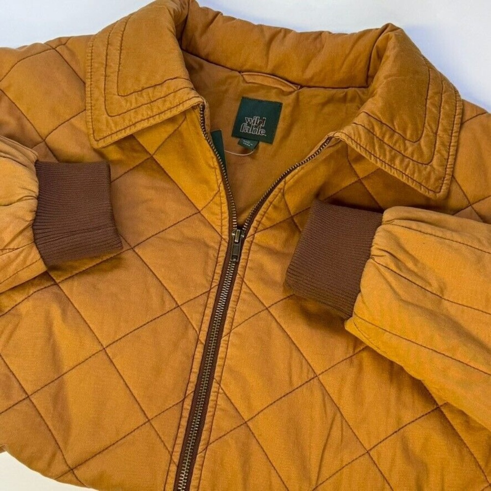 Wild Fable Quilted Bomber Jacket in Mustard Brown